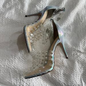 Jessica Simpson Women's Westah Pump Heels Sexy Clear Iridescent Size 11